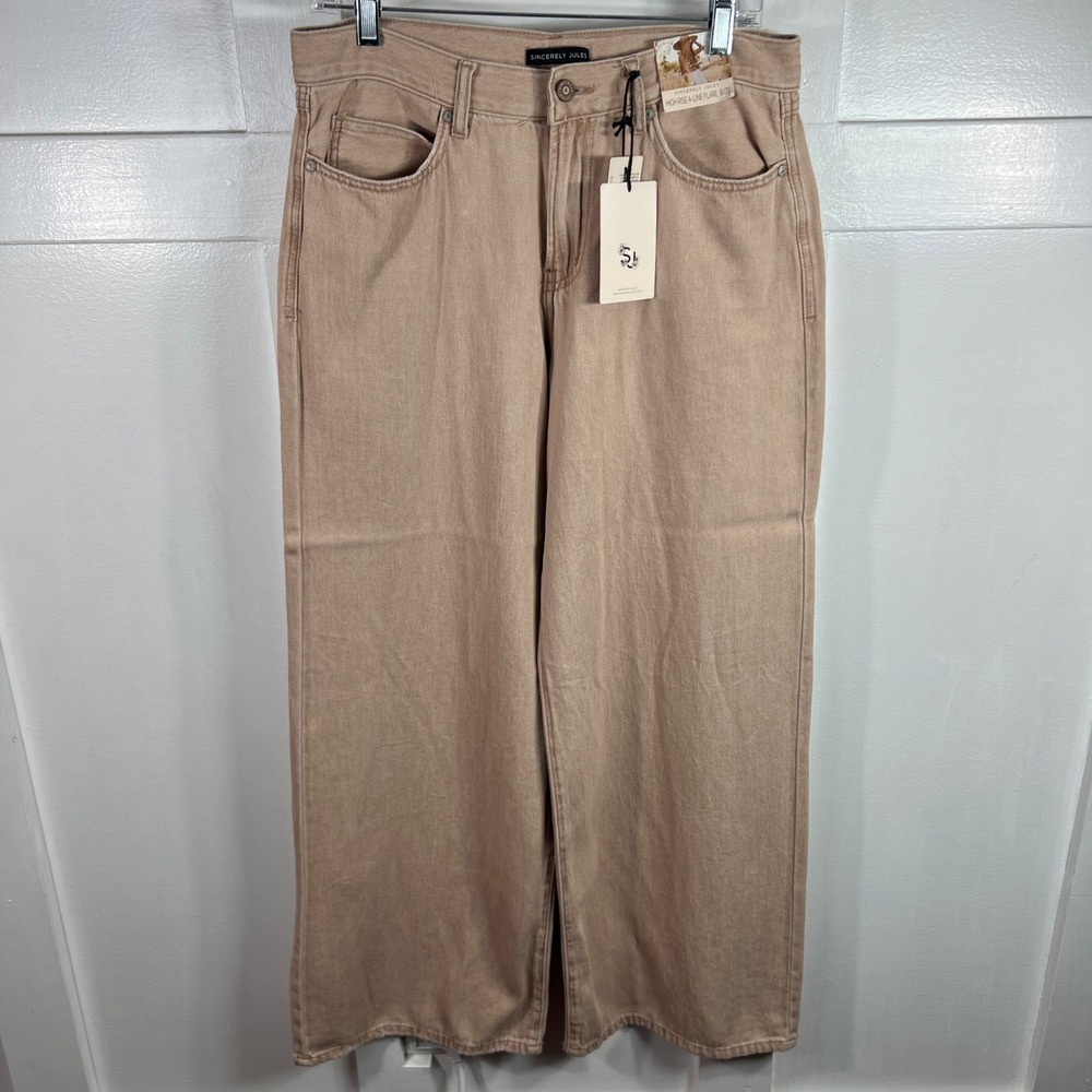 Sincerely Jules High‎ Rise A-Line Flare Jeans Tan 9/29 SJ28393AXT NWT